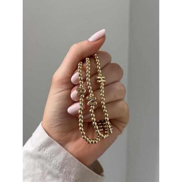 Women's Initial Pisa Stretch Bracelet Personalized Gold Plated Bracelet Jewelry - Picture 7 of 7